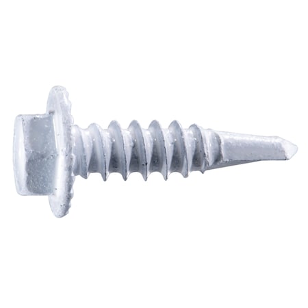 Midwest Fastener Self-Drilling Screw, #10 x 3/4 in, White Ruspert Steel Flange Hex Head External Hex Drive, 100 PK 54483